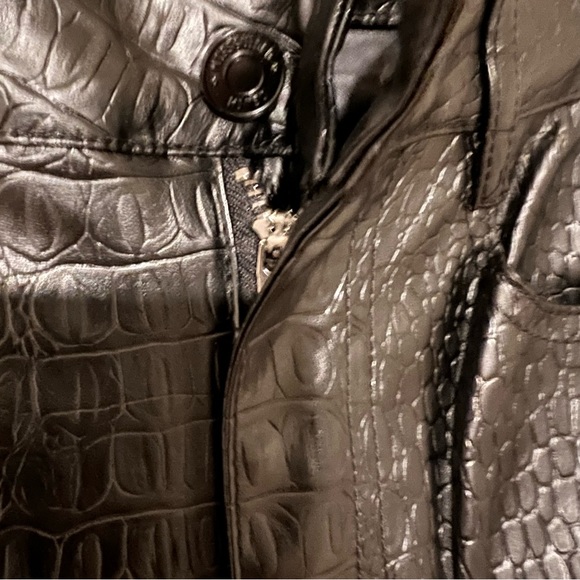 Tall Stassie X Missguided Croc Print Faux Black Leather Trousers - Picture 6 of 16